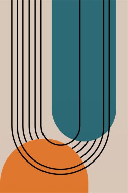 Soyut Poster, Orta Çağ Modern, Renkli Yazdırma, Geometrik Resim Yazdırma, Geometrik Şekiller, Çağdaş Yazdırma, Soyut Duvar Sanatı