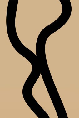 Orta Çağ Modern, Bej Siyah Duvar Sanatı, Minimalist Çizgiler Sanatı, Orta Yüzyıl Posteri