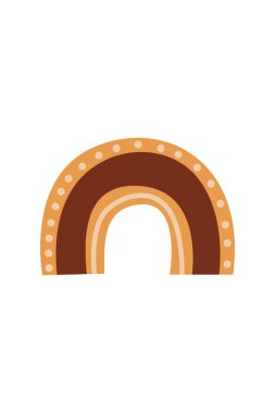 Şirin gökkuşağı elementleri. Çocuk odası tasarımı için doğal, pastel renklerin dekoratif unsurları. Boho gökkuşağı tasarım ögesi