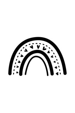 Şirin gökkuşağı elementleri. Çocuk odası tasarımı için doğal, pastel renklerin dekoratif unsurları. Boho gökkuşağı tasarım ögesi