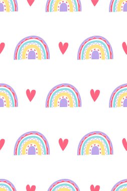 İskandinav gökkuşağı desensiz arka plan. Çocuk odası gökkuşağı arkaplanı