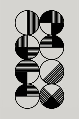 Geometrik Bauhaus Sanat Arkaplanı. Soyut Geometrik Bauhaus Duvar Dekorasyonu Posteri. Orta Çağ Modern Duvar Sanatı