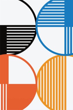 Geometrik Bauhaus Sanat Arkaplanı. Soyut Geometrik Bauhaus Duvar Dekorasyonu Posteri. Orta Çağ Modern Duvar Sanatı
