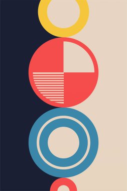 Geometrik Bauhaus Sanat Arkaplanı. Soyut Geometrik Bauhaus Duvar Dekorasyonu Posteri. Orta Çağ Modern Duvar Sanatı