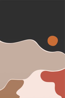 Boho Duvar Sanatı Posteri. Soyut Boho Arkaplan Resimleri. Soyut Peyzaj Arkaplanı