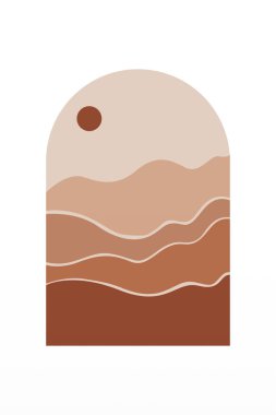 Boho Duvar Sanatı Posteri. Soyut Boho Arkaplan Resimleri. Soyut Peyzaj Arkaplanı