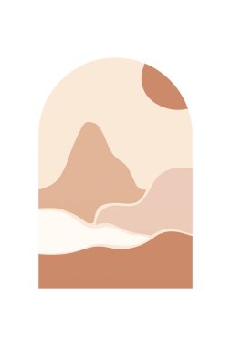 Boho Duvar Sanatı Posteri. Soyut Boho Arkaplan Resimleri. Soyut Peyzaj Arkaplanı