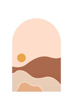 Boho Duvar Sanatı Posteri. Soyut Boho Arkaplan Resimleri. Soyut Peyzaj Arkaplanı