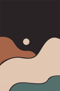 Boho Duvar Sanatı Posteri. Soyut Boho Arkaplan Resimleri. Soyut Peyzaj Arkaplanı