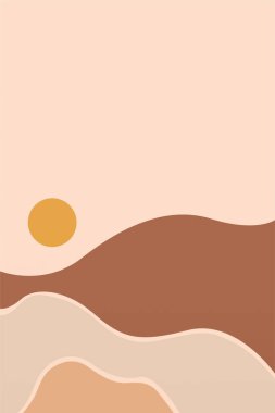 Boho Duvar Sanatı Posteri. Soyut Boho Arkaplan Resimleri. Soyut Peyzaj Arkaplanı