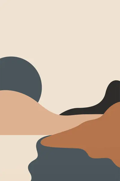 Boho Duvar Sanatı Posteri. Soyut Boho Arkaplan Resimleri. Soyut Peyzaj Arkaplanı