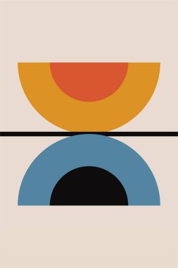 Bauhaus Arkaplan İllüstrasyonu. Soyut Bauhaus Posteri. Düz Coloful Geometrik Bauhaus Sanat Posteri