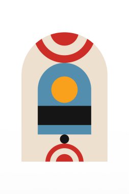 Geometrik Bauhaus Sanat Arkaplanı. Soyut Geometrik Bauhaus Duvar Dekorasyonu Posteri. Orta Çağ Modern Duvar Sanatı