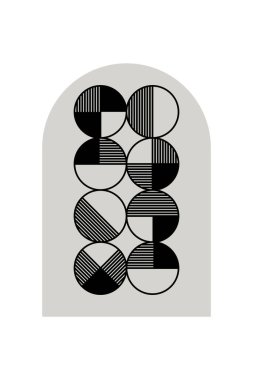 Geometrik Bauhaus Sanat Arkaplanı. Soyut Geometrik Bauhaus Duvar Dekorasyonu Posteri. Orta Çağ Modern Duvar Sanatı