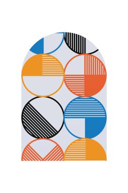 Geometrik Bauhaus Sanat Arkaplanı. Soyut Geometrik Bauhaus Duvar Dekorasyonu Posteri. Orta Çağ Modern Duvar Sanatı