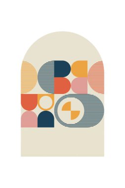 Geometrik Bauhaus Sanat Arkaplanı. Soyut Geometrik Bauhaus Duvar Dekorasyonu Posteri. Orta Çağ Modern Duvar Sanatı