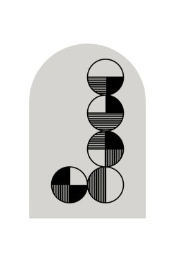 Geometrik Bauhaus Sanat Arkaplanı. Soyut Geometrik Bauhaus Duvar Dekorasyonu Posteri. Orta Çağ Modern Duvar Sanatı