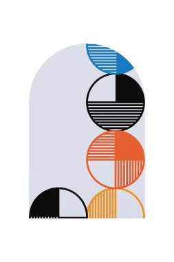 Geometrik Bauhaus Sanat Arkaplanı. Soyut Geometrik Bauhaus Duvar Dekorasyonu Posteri. Orta Çağ Modern Duvar Sanatı