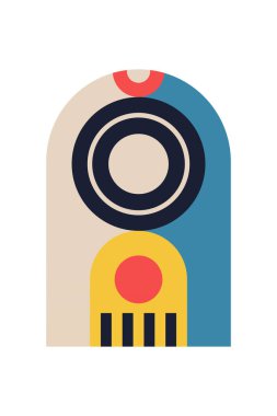 Geometrik Bauhaus Sanat Arkaplanı. Soyut Geometrik Bauhaus Duvar Dekorasyonu Posteri. Orta Çağ Modern Duvar Sanatı