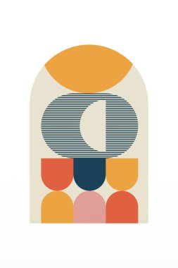 Geometrik Bauhaus Sanat Arkaplanı. Soyut Geometrik Bauhaus Duvar Dekorasyonu Posteri. Orta Çağ Modern Duvar Sanatı