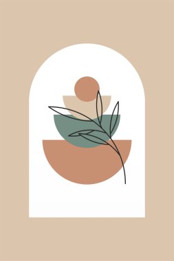 Orta Çağ Modern Boho Sanat Arkaplanı. Yazdırılabilir Soyut Geometrik Duvar Sanatı Dekorasyonu