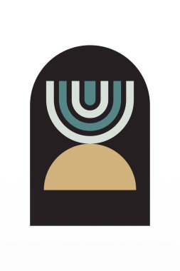 Orta Çağ Modern Boho Sanat Arkaplanı. Yazdırılabilir Soyut Geometrik Duvar Sanatı Dekorasyonu