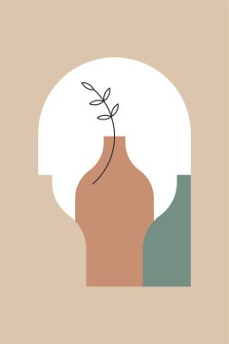 Orta Çağ Modern Boho Sanat Arkaplanı. Yazdırılabilir Soyut Geometrik Duvar Sanatı Dekorasyonu