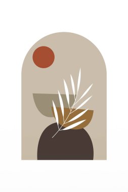 Orta Çağ Modern Boho Sanat Arkaplanı. Yazdırılabilir Soyut Geometrik Duvar Sanatı Dekorasyonu