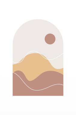 Orta Çağ Modern Boho Sanat Arkaplanı. Yazdırılabilir Soyut Geometrik Duvar Sanatı Dekorasyonu