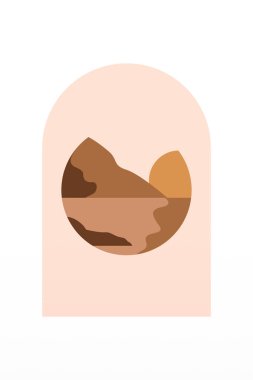 Orta Çağ Modern Boho Sanat Arkaplanı. Yazdırılabilir Soyut Geometrik Duvar Sanatı Dekorasyonu