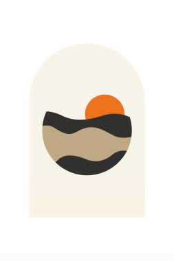 Orta Çağ Modern Boho Sanat Arkaplanı. Yazdırılabilir Soyut Geometrik Duvar Sanatı Dekorasyonu