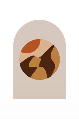 Orta Çağ Modern Boho Sanat Arkaplanı. Yazdırılabilir Soyut Geometrik Duvar Sanatı Dekorasyonu