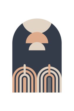 Orta Çağ Modern Boho Sanat Arkaplanı. Yazdırılabilir Soyut Geometrik Duvar Sanatı Dekorasyonu