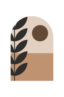 Orta Çağ Modern Boho Sanat Arkaplanı. Yazdırılabilir Soyut Geometrik Duvar Sanatı Dekorasyonu