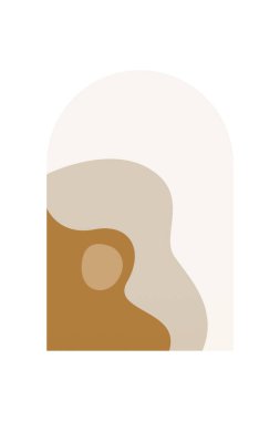 Soyut Minimalist Boho Dağı Geçmişi. Soyut Peyzaj Sanatı Posteri. Yüzyılın Ortası Arkaplan Çizimi