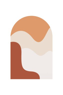 Soyut Minimalist Boho Dağı Geçmişi. Soyut Peyzaj Sanatı Posteri. Yüzyılın Ortası Arkaplan Çizimi