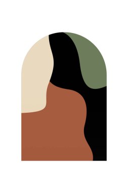 Soyut Minimalist Boho Dağı Geçmişi. Soyut Peyzaj Sanatı Posteri. Yüzyılın Ortası Arkaplan Çizimi