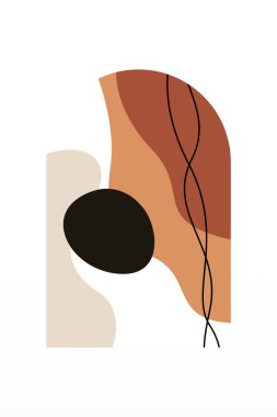 Soyut Minimalist Boho Dağı Geçmişi. Soyut Peyzaj Sanatı Posteri. Yüzyılın Ortası Arkaplan Çizimi