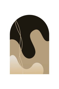 Soyut Minimalist Boho Dağı Geçmişi. Soyut Peyzaj Sanatı Posteri. Yüzyılın Ortası Arkaplan Çizimi