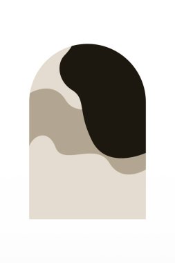 Soyut Minimalist Boho Dağı Geçmişi. Soyut Peyzaj Sanatı Posteri. Yüzyılın Ortası Arkaplan Çizimi