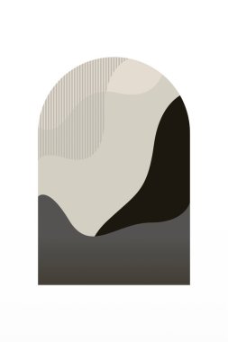 Soyut Minimalist Boho Dağı Geçmişi. Soyut Peyzaj Sanatı Posteri. Yüzyılın Ortası Arkaplan Çizimi