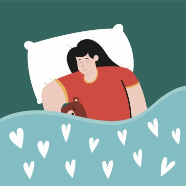 Dünya Uyku Günü arkaplan çizimi. Yatakta uyuyan kişi