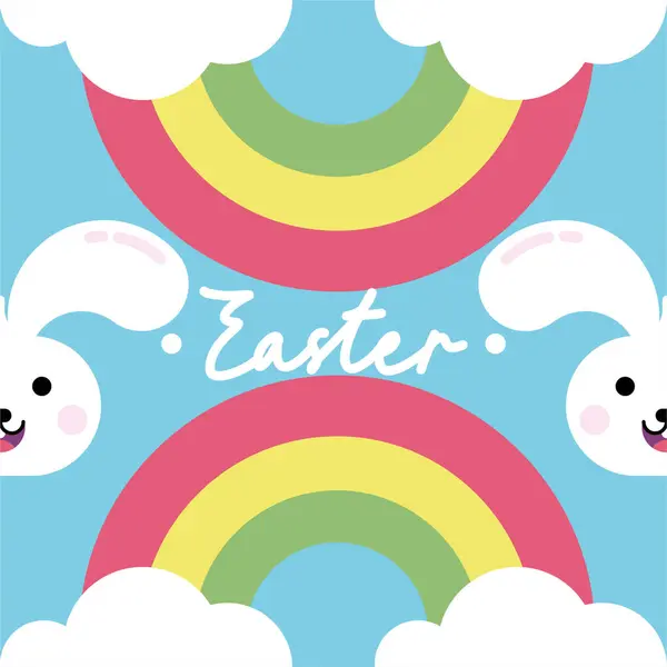 Flat colorful easter background illustration. Cute rabbit easter illustration background