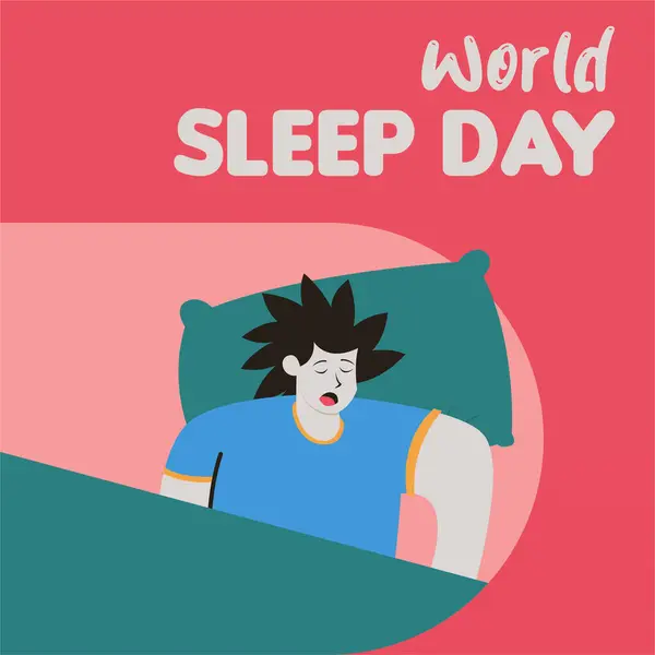 World sleep day background illustrtaion. Person sleeping in bed background