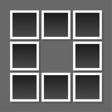 Düz tasarımlı fotoğraf çerçeveli kolaj kompozisyonu. Fotoğraf kolajı şablon tasarım vektörü