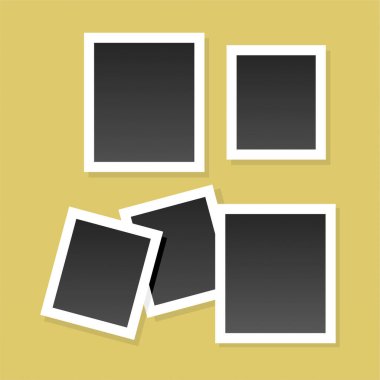 Düz tasarımlı fotoğraf çerçeveli kolaj kompozisyonu. Fotoğraf kolajı şablon tasarım vektörü