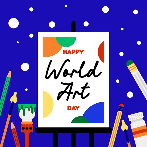 Světový Den Umění Ilustrace Pozadí Byt Barevný Svět Umění Den — Stock fotografie