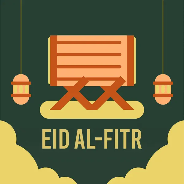 Flat Eid Fitr Illustratie Achtergrond Eid Fitr Eid Adha Eid — Stockfoto