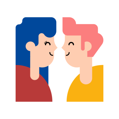 İnsanları öpmek karakter çizimi. Öpüşen çift karakteri