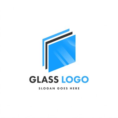 Cam logo tasarım şablonu. Yaratıcı düz dizayn cam logo şablonu. Camın yaratıcı konsept logo tasarımı